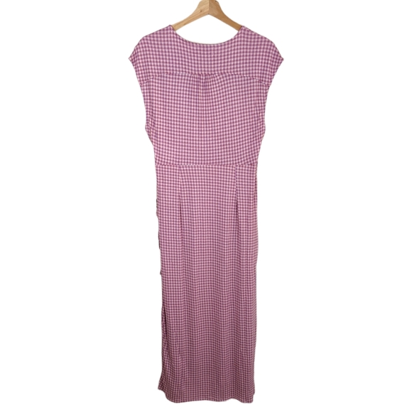 Urban Outfitters Zina Pink Check Sleeveless Wrap Midi Dres - Picture 6 of 15